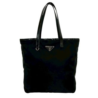 Prada Black Nylon Leather Handbag Tote Bag (Pre-Owned)