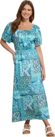 M&Co Womens Mixed Print Midi Dress - Womens Blue