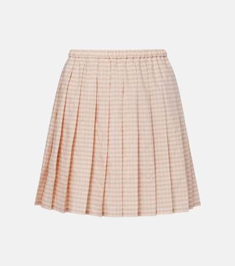 Moncler Checked pleated cotton-blend miniskirt