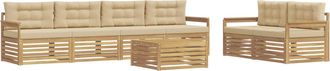 vidaXL Conjunto De Sof&aacute;s De Exterior 7 Uds. Y Beige Poli&eacute;ster Vidaxl