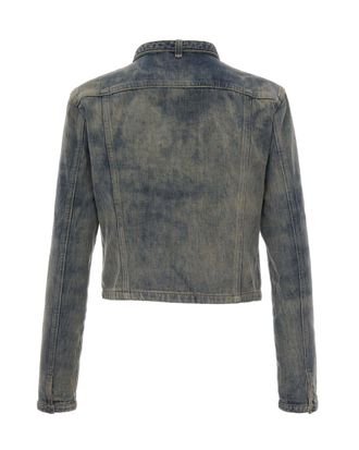 Diesel Vintage-Washed Denim Biker Jacket - Blue