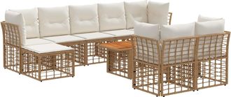 vidaXL Conjunto De Sof&aacute;s De Jard&iacute;n 10 Uds. Natural Y Crema Vidaxl