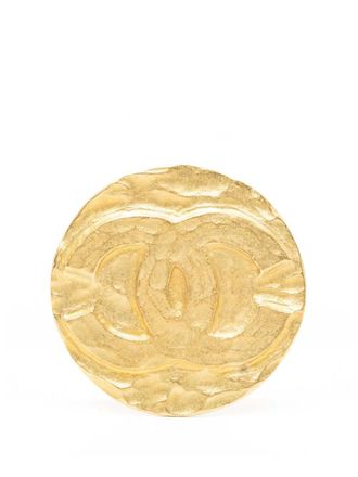 Chanel 1994 CC Gold Plated Round Brooch costume brooch - Oro