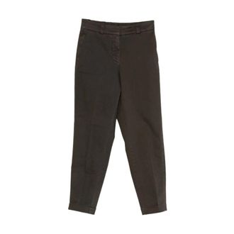PESERICO Pantaloni cropped con orlo risvoltato - Dames - Slim Fit Broeken - Bruin - L - Broeken
