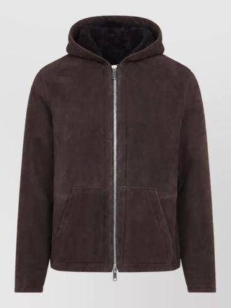 Yves Salomon lamb leather hooded jacket