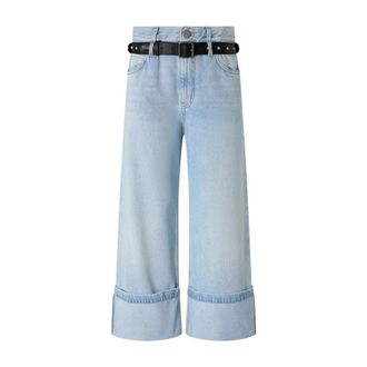 Pinko Sipario Cropped Jeans - Dames - Loose Fit Jeans - Blauw - L - Katoen - Jeans