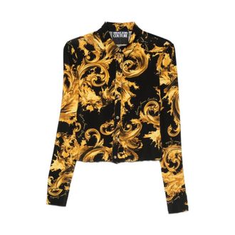 Versace Jeans Couture Shirts, female, Black, Size: XS Barocco Print Shirt