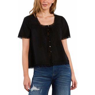 BILLY T Cottage Lace Top in Black Beauty at Nordstrom, Size X-Small