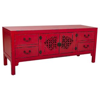 Wanderlust Deco Mueble bajo de madera rojo 120x40x50