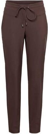 &Co Woman travelstof slim high waist casual broek donkerbruin