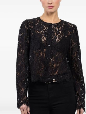 Frame Denim lace buttoned shirt - women - Fabric - M - Black