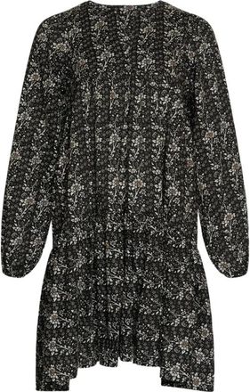 Tiffany & Co. Zwarte Bloem Jurk Katoen - Dames - Korte kleedjes - Zwart - L/Xl - Katoen - Kleedjes
