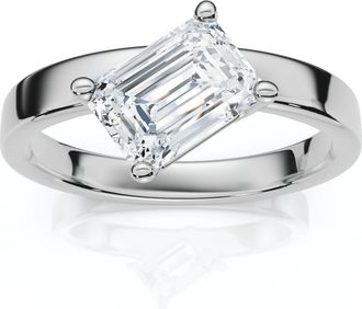 Pompeii3 1Ct Tilted Emerald Diamond Ring 14k Gold or Platinum Lab Grown