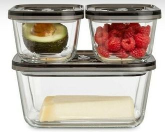 Bigbuy Bigbuy Cooking Set De Recipientes De Cocina Herm&eacute;ticos Apilables 1177 (1 X 1,5 L, 2 X 0,5 L) (reacondicionado A+)