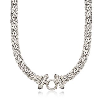 Ross-Simons Sterling Silver Byzantine Necklace With Black Onyx