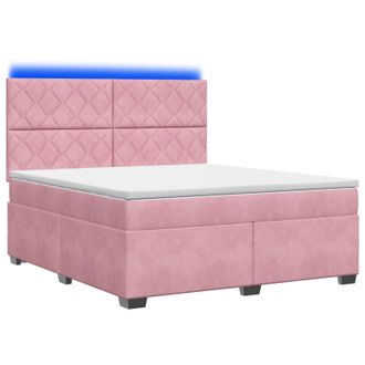 vidaXL Letto Box Spring Con Materasso Rosa 160 X 200 Cm Velluto Vidaxl