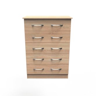 Welcome Furniture Alton Ready Assembled 5 Drawer Chest in Bardolino Oak - Welcome Furniture | TJ Hughes
