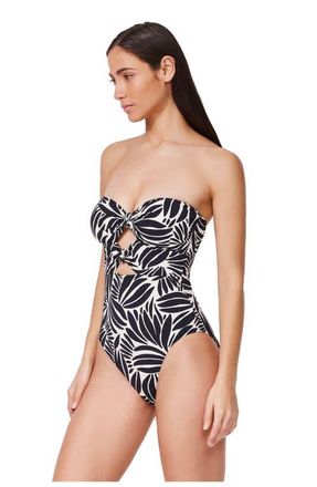 Gottex Comeback Cut Out Bandeau One Piece in Black-White at Nordstrom, Size 10