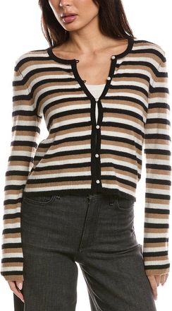 The Cashmere Project The Cashmere Project Stripe Pearl Cashmere Cardigan