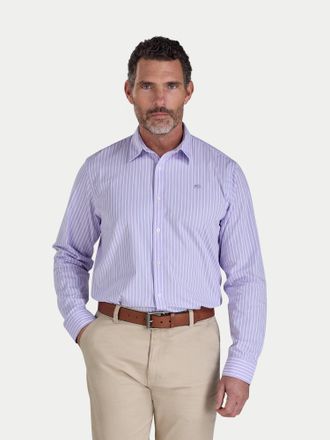 Raging Bull Raging Bull Mens Long Sleeve Classic Stripe Shirt - Lilac Cotton - Size X-Large