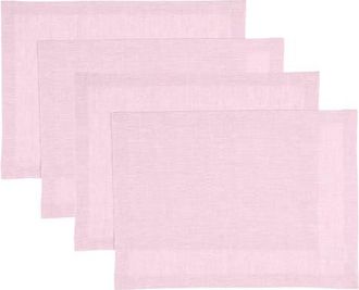 Solino Home Linen Placemats Set of 4, 14 x 19 Inch for Dining Table, Holiday and Everyday Table Decor - Athena in Bubblegum Pink at Nordstrom, Size