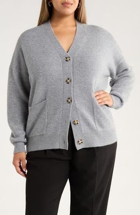 Nordstrom Wool & Cashmere Boyfriend Cardigan in Grey Night at Nordstrom Rack, Size 3X