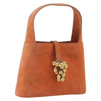 Ferragamo Vintage Top Handle Suede Orange Suede Handbag (Pre-Owned)