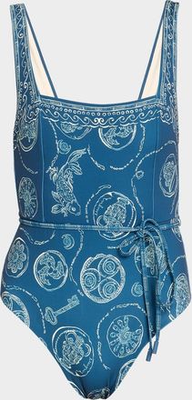 Alemais Lucky Square-Neck One-Piece Swimsuit