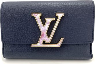 Louis Vuitton Navy Leather Wallet (Tri-Fold) (Pre-Owned)
