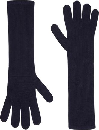 Max Mara Accessoires, Dames, Blauw, ONE Size, Kasjmier, Luxe Cashmere Handschoenen in Diepblauw