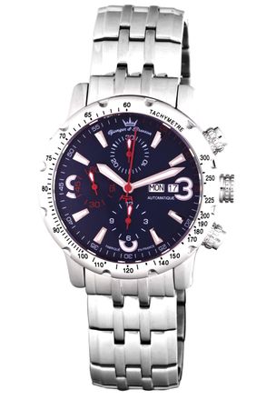 Yonger & Bresson Mens Blue Dial Silver Stainless Steel Watch - One Size