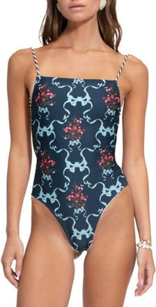 Agua Bendita Kali Cherish Reversible Lace-Up One-Piece Swimsuit in Blue at Nordstrom, Size X-Large