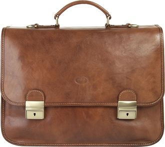 Pik&eacute; Aktentasche PIK&Eacute;, Herren, Gr. B/H/T: 38cm x 29cm x 10cm onesize, braun, Leder, beschichtet, Taschen Aktentasche, echt Leder, Made in Italy