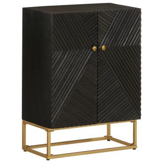 vidaXL Aparador De Hierro Y Madera Maciza De Mango Negro 55x30x76 Cm Vidaxl