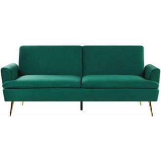Beliani Beliani - Divano Letto Velluto Verde Scuro 3 Posti Click Clack Gambe Metallo Dorato Vettre