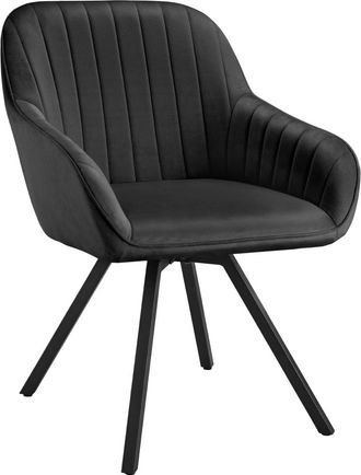 TecTake Silla de comedor giratoria 360º de terciopelo 58x58x82 cm negro