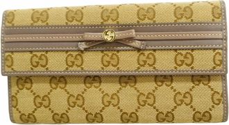 Gucci Brown Canvas Long Wallet (Bi-Fold) (Pre-Owned)