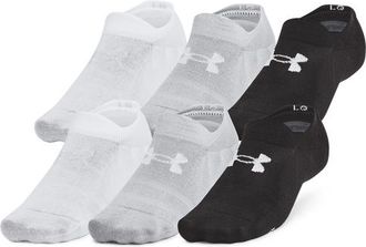 Under Armour Mens Essential 6 Pack Ultra Low Socks - Black/Black/Halo Grey Size XL