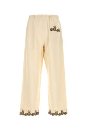 Bode Mens Cream Wool Joggers Exterior: Pantaloni
