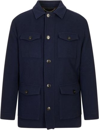 Canali Heren, Jassen, Blauw, Maat: 2XL