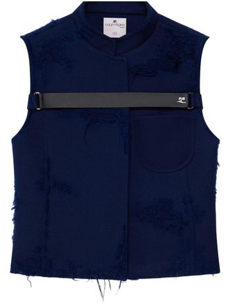 Courrèges distressed-effect strap-detailed jacket - Blue