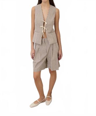 ottod'Ame Cotton Blend Striped Shorts In Brown And White
