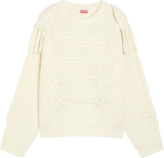 Kenzo Fisherman Cable-knit Wool-blend Jumper - Off White - XL