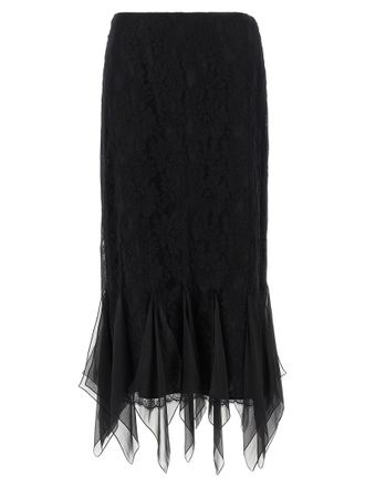 Valentino Garavani Black Cotton Midi Womens Skirt
