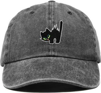 Dalix Blink Black Cat Dad Cap in Washed Black at Nordstrom