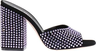 PARIS TEXAS Sandalen van su&egrave;de met strass - Dames - Muiltjes - Paars - 40 EU - Su&egrave;de - Schoenen