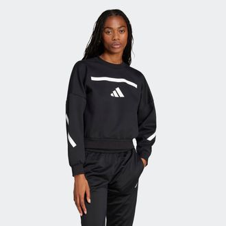 adidas Sweatshirt ADIDAS SPORTSWEAR W Z.N.E. SWT, Damen, Gr. XL, schwarz-weiss (schwarz, wei&szlig;), Obermaterial: 57% Polyester, 43% Baumwolle, Rundhals, Sweatsh