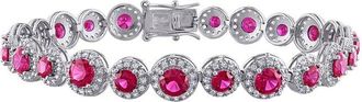 Rina Limor Silver 18.81 Ct. Tw. Lab-Grown Ruby And White Sapphire Tennis Bracelet