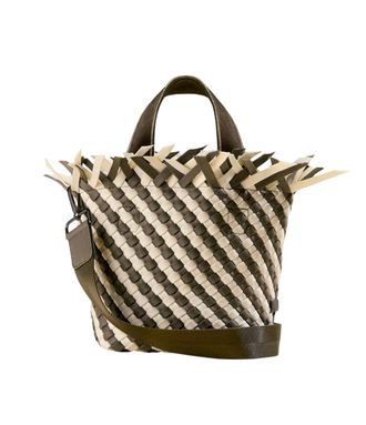 Naghedi Havana Striped Tote Bag - Small In Taupe/cream