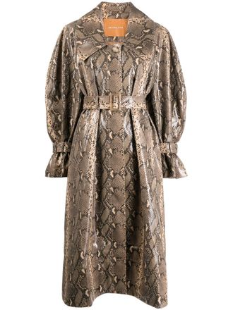 Rejina Pyo Cappotto con effetto pelle di serpente - Marrone